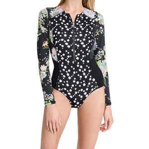 Maaji Women's Bouquete Triton Surfsuit One Piece Swimsuit large floral black